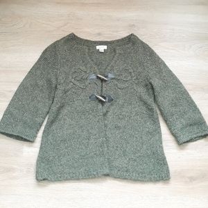Christopher & Banks Green Open Cardigan Sweater with Toggle Buttons Size Medium